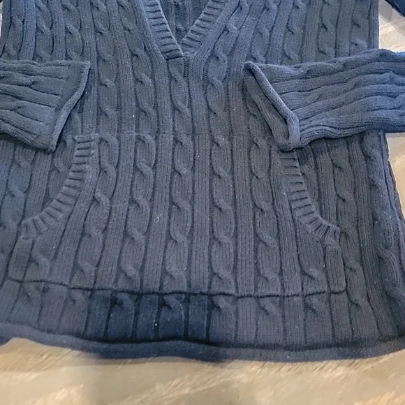 ladies large old navy sweater w hood  navy blue w red deer - Picture 5 of 5